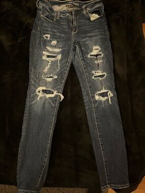 American Eagle Outfitters Distressed Skinny Jeans - Blue